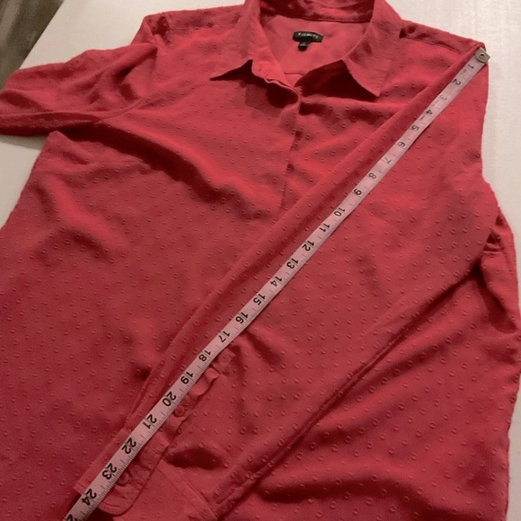 Talbots Button Down Blouse Raised Polka Dot Salmon Lined Top Women’s Size Large - Picture 4 of 10